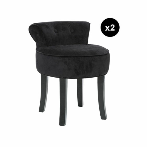 3S. x Home - Lot de 2 tabourets effet velours noir "Firmin" - Sélection meuble & déco Scandinave