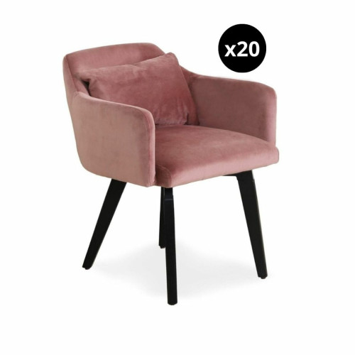 3S. x Home - Lot de 20 chaises / fauteuils Gybson Velours Rose - Chaise Design