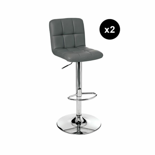 3S. x Home - Lot de 2 tabourets de bar gris "Delek" - Chaise Design