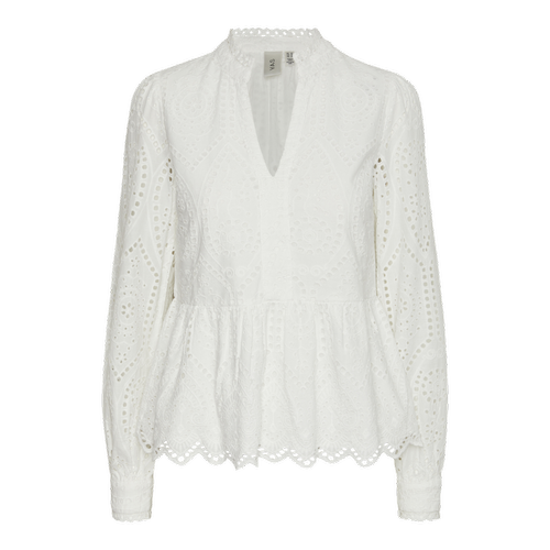 Blouse manches longues détail péplum blanc en coton YAS Mode femme