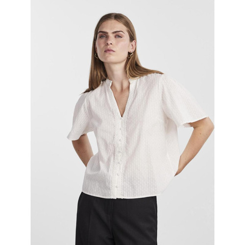 Top manches courtes blanc en coton June YAS Mode femme