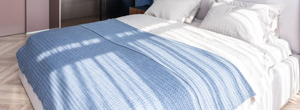 plaid haut de gamme, coton, bleu turquoise - plaid et couvre lit