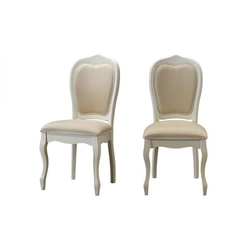 3S. x Home - Lot de 2 chaises médaillon en tissu coloris écru COMTESSE - Sélection meuble & déco Maison de campagne