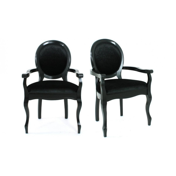 Lot de 2 chaises médaillon en tissu HENRIO Noir 3S. x Home Meuble & Déco