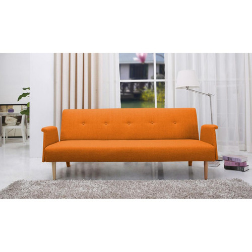 3S. x Home - Canapé Convertible en Tissu DARNO Orange - Le salon