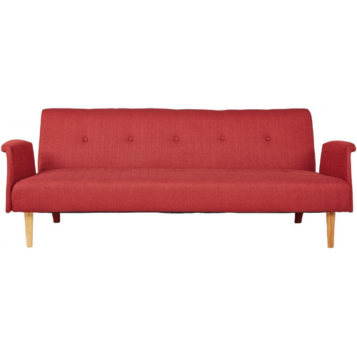 3S. x Home - Canapé Convertible en Tissu DARNO Rouge - Meuble Et Déco Design