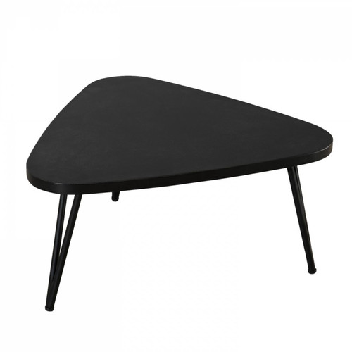 Macabane - Table basse goutte d'eau en acacia et pieds en métal noir L73 - Promo Table Basse Design