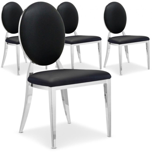 3S. x Home - Lot de 4 chaises Sofia Baroque Noir - Chaise Et Tabouret Et Banc Design