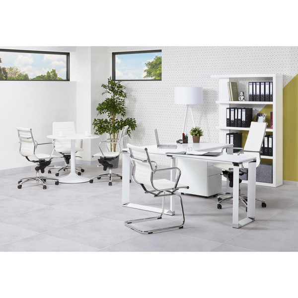 Chaise de bureau Pivotante Blanc et Acier OBLIMO 3S. x Home