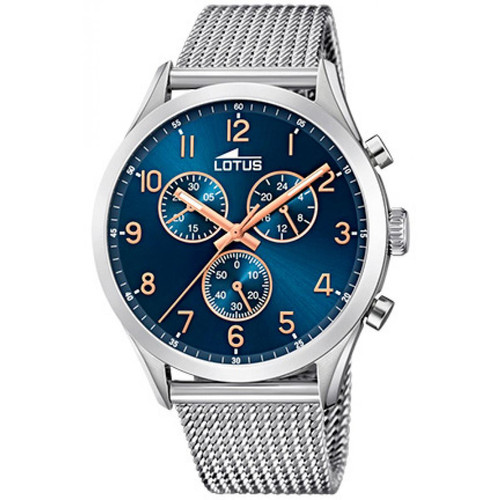 Lotus - Montre Lotus CHRONO 18637-3 - Montre Chrono Bracelet Milanais Cadran Bleu  Homme - Toutes les montres