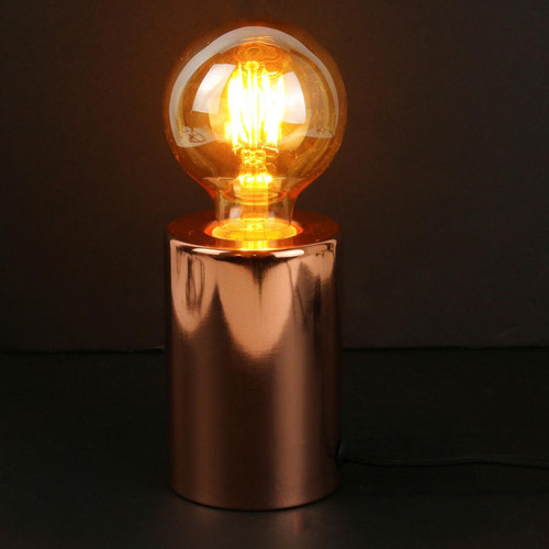 3S. x Home - Lampe à Poser Cylindre Cuivre Métallisé CESAR - Luminaire
