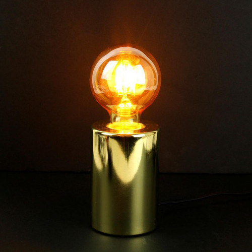 3S. x Home - Lampe à Poser Cylindre Doré Métallisé CESAR - Lampe