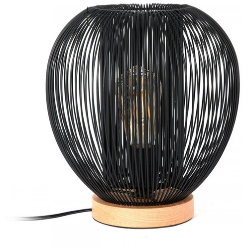 3S. x Home - Lampe à Poser Boule Filaire en Métal Noir PORI - Sélection meuble & déco Industriel