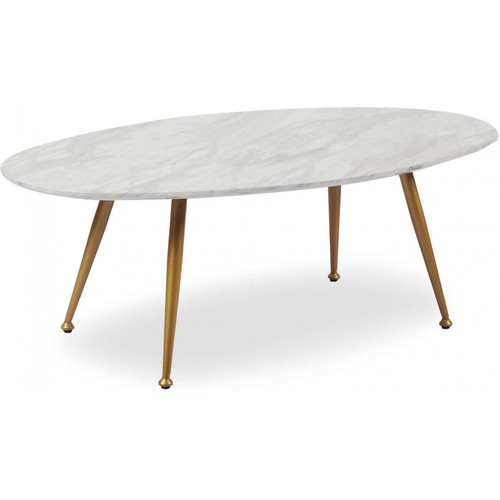 3S. x Home - Table Basse Ovale Effet Marbre DORY - Meuble Et Déco Design