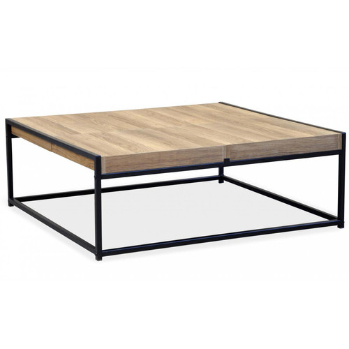 3S. x Home - Table Basse Beige avec 4 Rangements Structure en Fer Noir CARO - Table basse