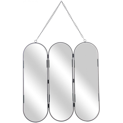 3S. x Home - Miroir Barbier à 3 Pans avec Chaînette en Fer Argenté GEGE - Mobilier Deco