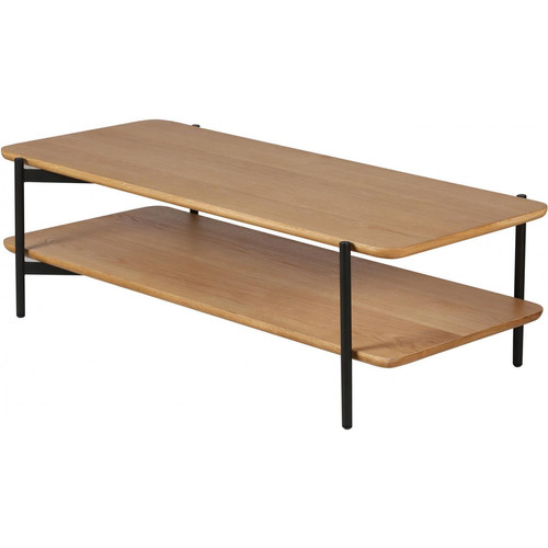 3S. x Home - Table Basse à 2 Plateaux en Chêne et Métal Noir PHILOU - Mobilier Deco