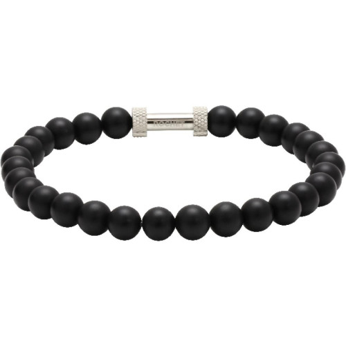 Rochet - Bracelet Rochet B266001 - ZEN Perles Agate Noires Acier Moleté - Toute la mode homme