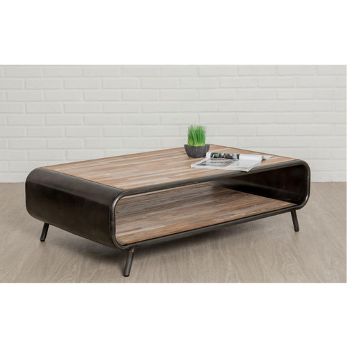3S. x Home - Table Basse en Teck Recyclé et Métal PASCO - Sélection meuble & déco Industriel