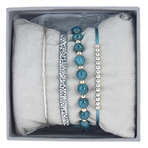 Les Interchangeables - Coffret Les Interchangeables A54386  - Strass Box Jonc Fil Bleu Gris Palladium - Coffret bijoux