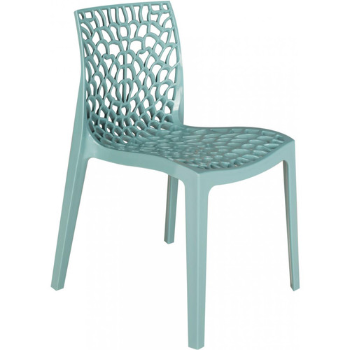3S. x Home - Chaise Design Bleu Ciel DENTELLE - Promos chaises, tabourets, bancs