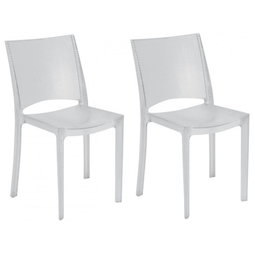 3S. x Home - Lot De 2 Chaises Transparentes Effet Croco Fumées NILO - Soldes chaises, tabourets, bancs