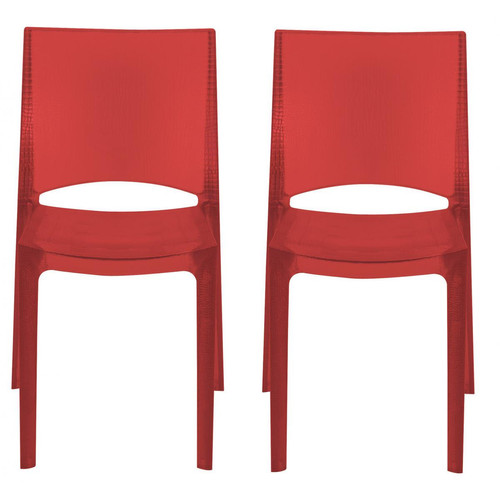 3S. x Home - Lot De 2 Chaises Rouges Effet Croco Fumées Transparentes NILO - Chaise