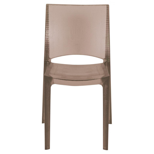 3S. x Home - Chaise Design Effet Croco Marron Fumée Transparente NILO - Chaise Design