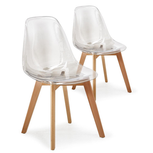 3S. x Home - Lot de 2 Chaises Transparent ROSS - Chaise Design