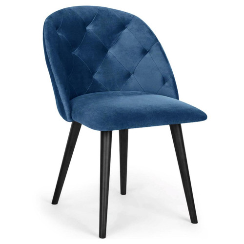 3S. x Home - Chaise àn Velours Bleu MOLLY - Chaise, tabouret, banc