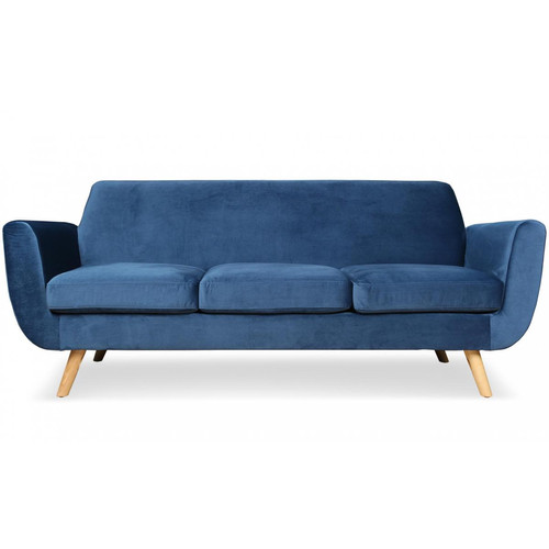 3S. x Home - Canapé en Velours Bleu 3 places VENISE - Mobilier Deco