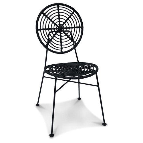3S. x Home - Chaise d'Extérieur en Résine Noire Imitation Rotin ELECTRA - Chaise Design