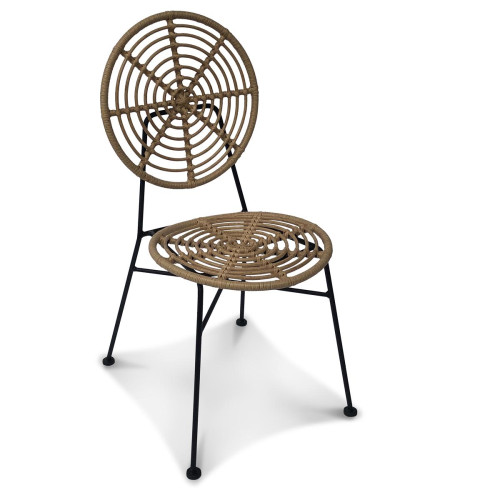 3S. x Home - Chaise d'Extérieur en Résine Beige Imitation Rotin ELECTRA - Chaise Design