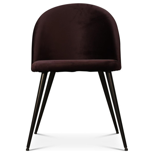 3S. x Home - Chaise Dossier Arrondi Violet Profond Piétement Noir DOUDOU - Chaise Design