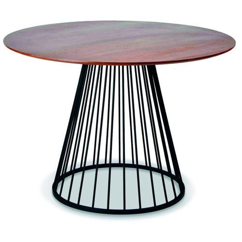 3S. x Home - Table Imitation Noyer et Pied en Métal Noir GILLOU - Sélection meuble & déco Industriel