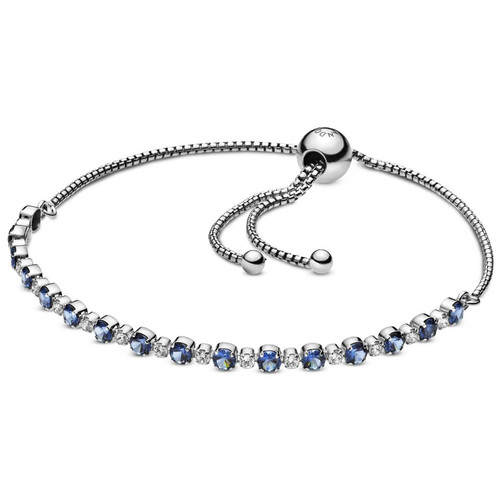 Bracelet Pandora 598517C01 - Coulissant Scintillant Bleu et Incolore Argent Femme