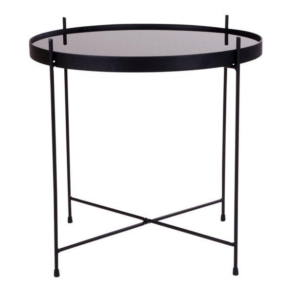 Table Basse Ronde 48 cm en Verre et en Acier Noir ELLENA Noir House Nordic Meuble & Déco