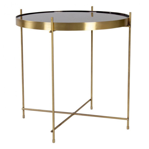 House Nordic - Table Basse Ronde 48 cm en Verre et en Acier Doré POSTER - Table Basse Design