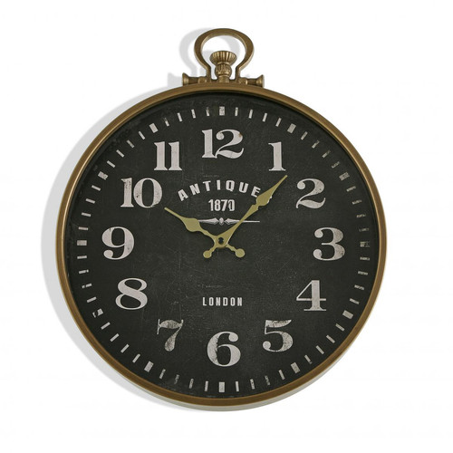 3S. x Home - Horloge Murale en Métal Noir 40 cm avec Crochet FANCE - Horloges