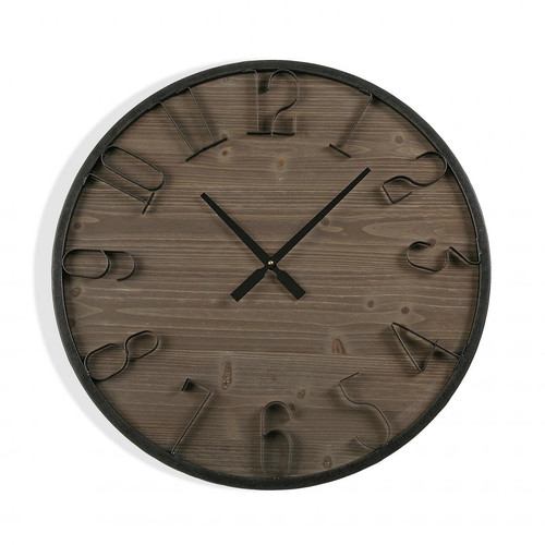 3S. x Home - Horloge Mural en Métal Noir 60 cm avec Crochet FANCE - Horloges