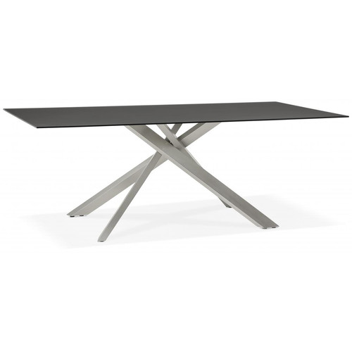 3S. x Home - table à manger piétement en acier gris FLORE - Table Salle A Manger Design
