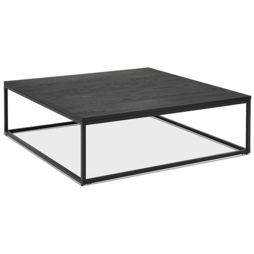 3S. x Home - Table Basse Carrée Noir et Piétement en Métal Noir PIETRA - Mobilier Deco