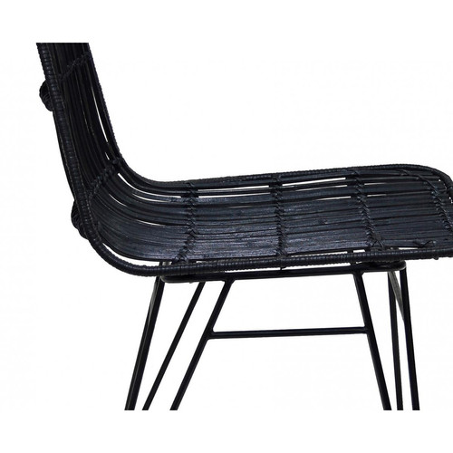 Chaise Noir Tressée Piétement Noir KING Noir 3S. x Home Meuble & Déco