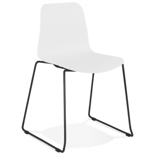 3S. x Home - Chaise Design Piétement en Métal Noir TRAMER Blanc - Sélection meuble & déco Intemporel
