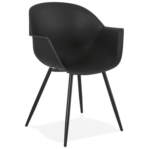3S. x Home - Fauteuil Design Noir Accoudoirs Arrondi Piétement Noir BEAR - 3S. x Home meuble & déco