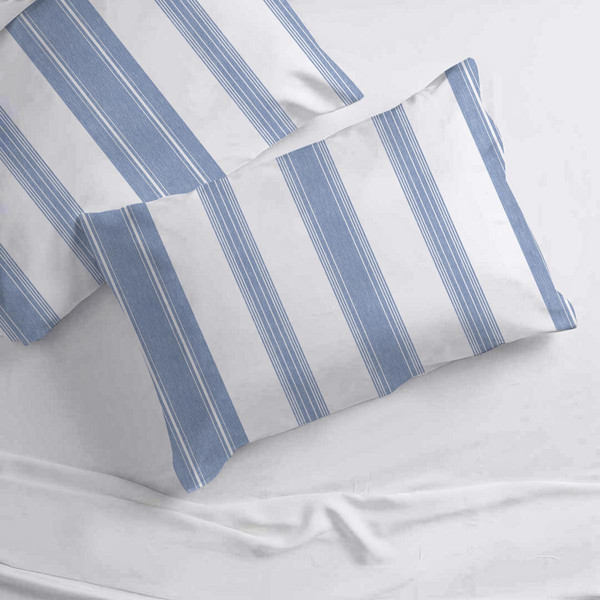 Taie d'oreiller coton MARKUS - Bleu et blanc 3S. x Collection (Nos Imprimés)