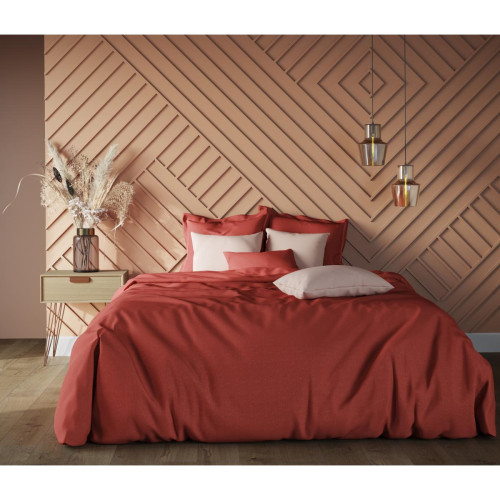 3S. x Tertio (Nos Unis) - Housse de couette coton TERTIO® - Terracotta - Linge de lit rouge