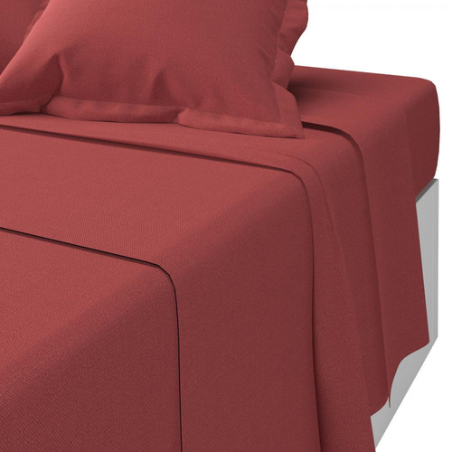 3S. x Tertio (Nos Unis) - Drap plat coton TERTIO® - Terracotta - Linge de lit rouge