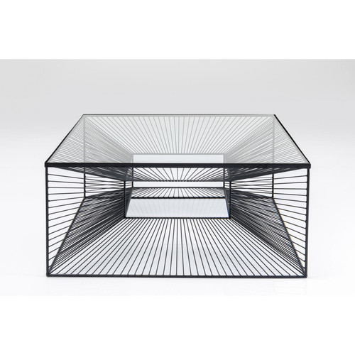 Kare Design - Table basse Design 80x80cm en Verre et Acier Trempé Noir RAIGNE - Table d appoint noire