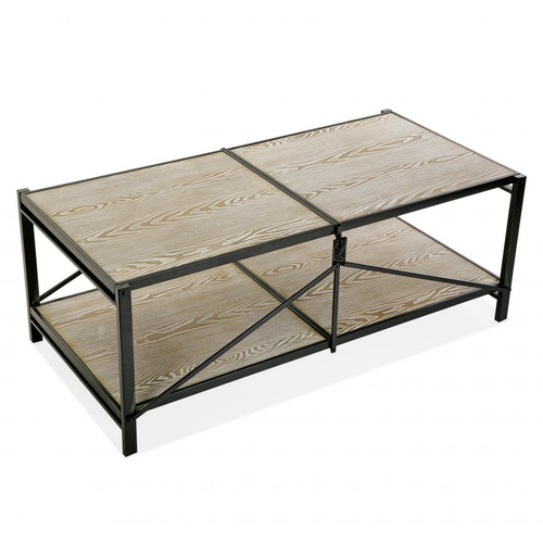 3S. x Home - Table Basse Noire et Marron Foncé en Bois et Métal MITOO - Table Basse Design